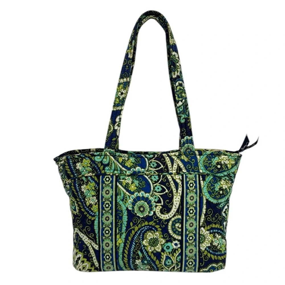 Vera Bradley Rhythm & Blues (Retired Pattern) Green Blue Floral Paisley Tote